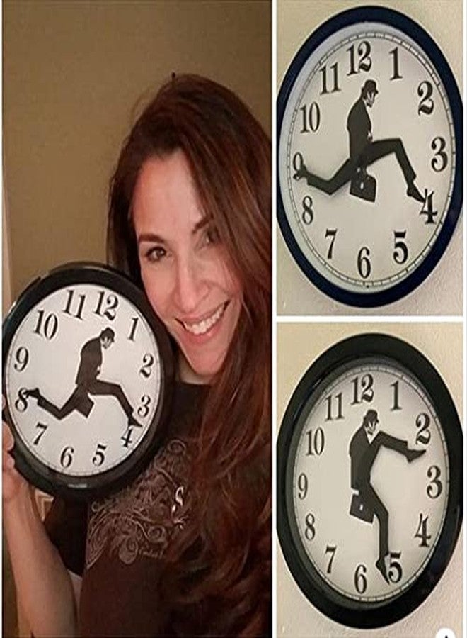 NOENNULL Wall Clock, Creative Wall Clock 3D Wall Art Silent Round Clock British Comedy Inspired Ministry of Silly Walks Clock for Bedroom Kitchen Living Room Decoration (Black) - Image 4